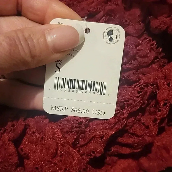 FREE PEOPLE SHEER LACE LONG SLEEVE BODYSUIT RED WINE SIZE S - Picture 5 of 5